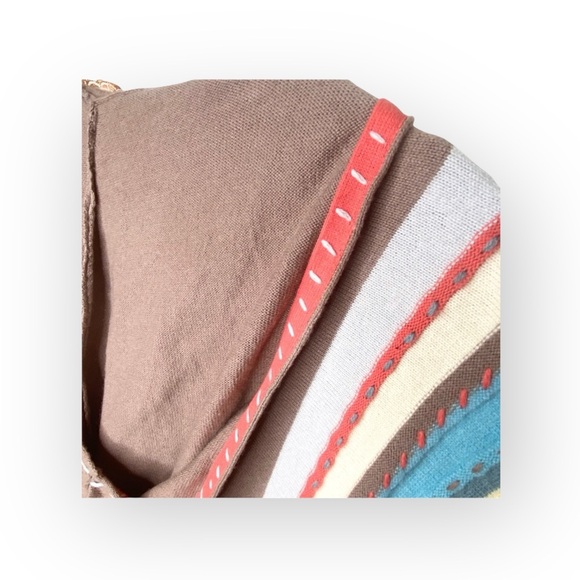 new LaRok ༄ Cashmere Waterfall Sweater Hoodie ༄ Warm Cocoa Brown Stripes ༄ L - Picture 10 of 16